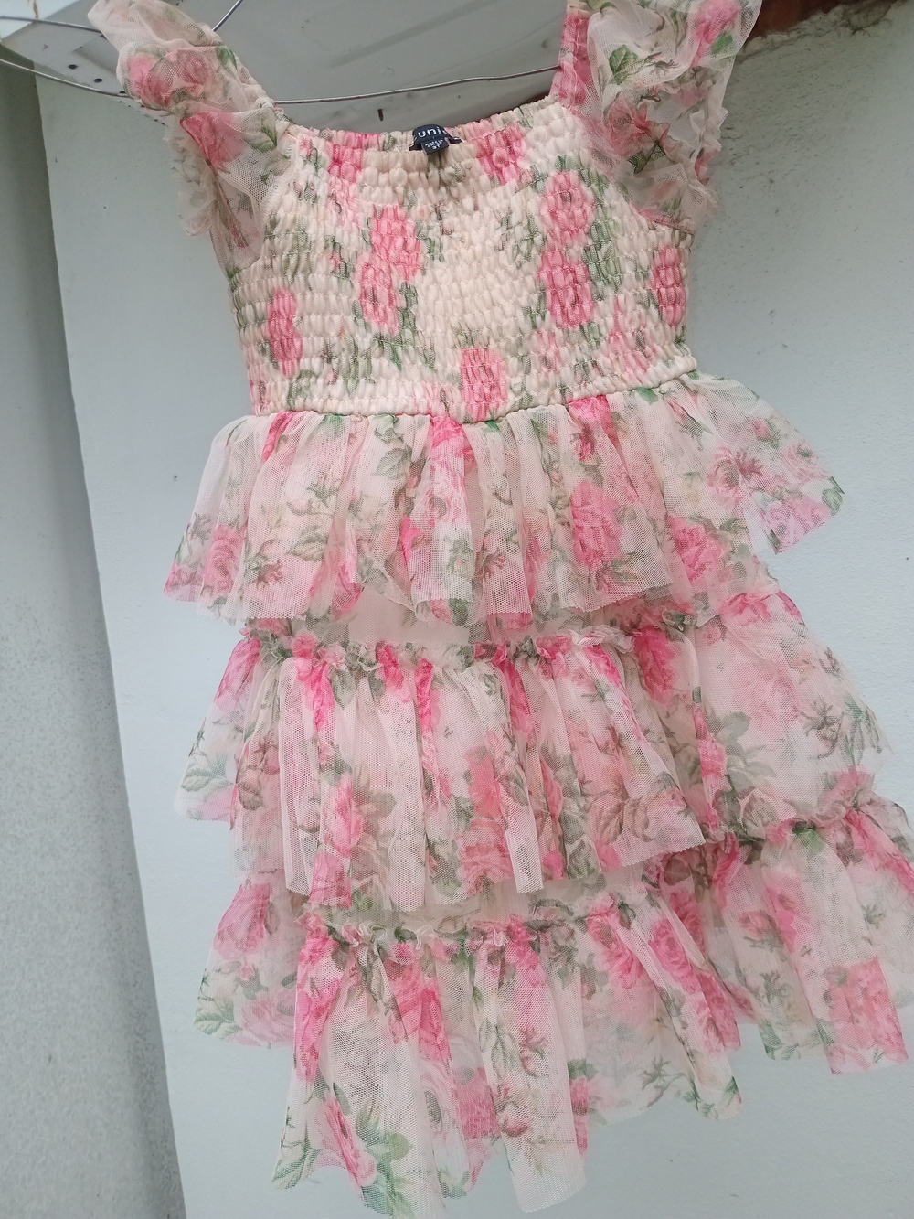 Zunie Pink Floral Tiered Ruffle Dress for Kids